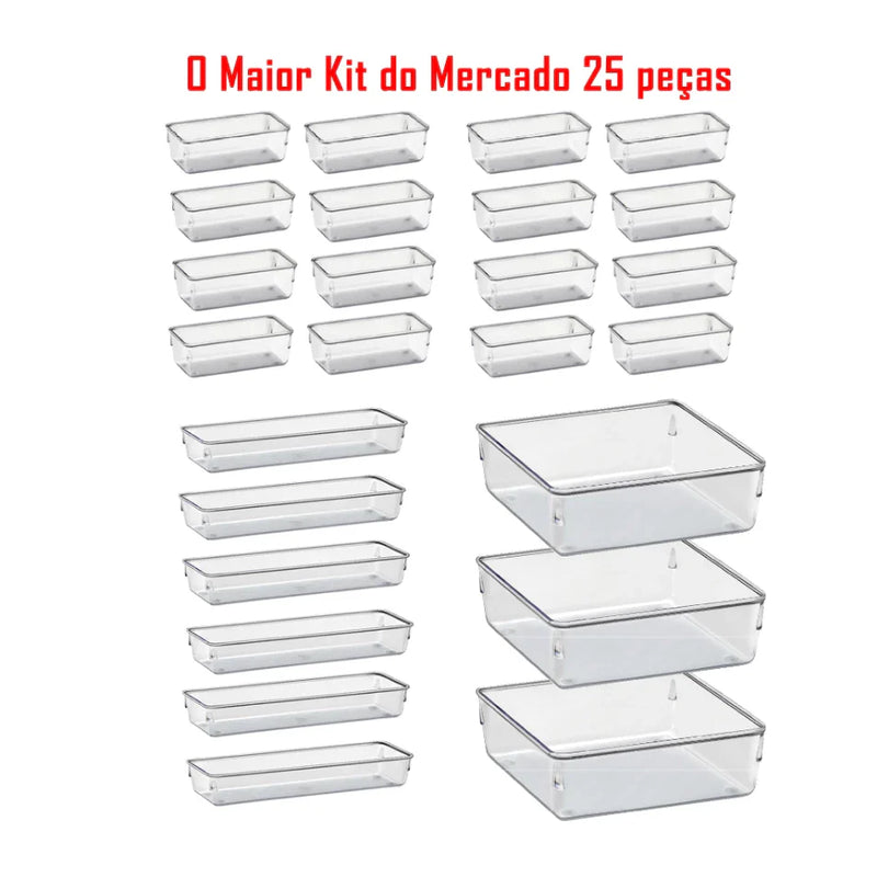 Kit com 25 Organizadores Multiuso Modulares