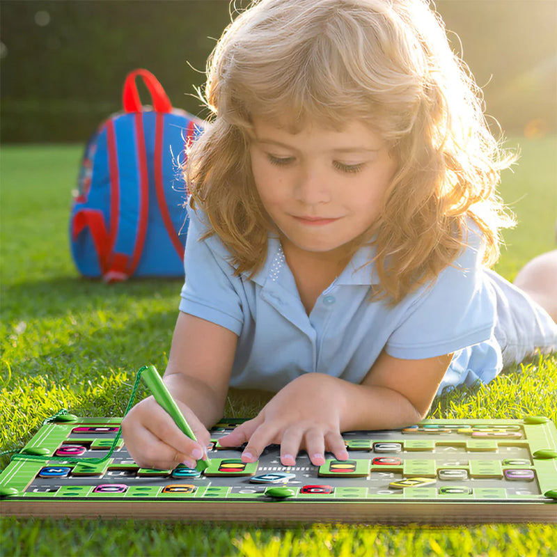 Labirinto Magnético do Alfabeto Madeira Montessori Brinquedos Infantil