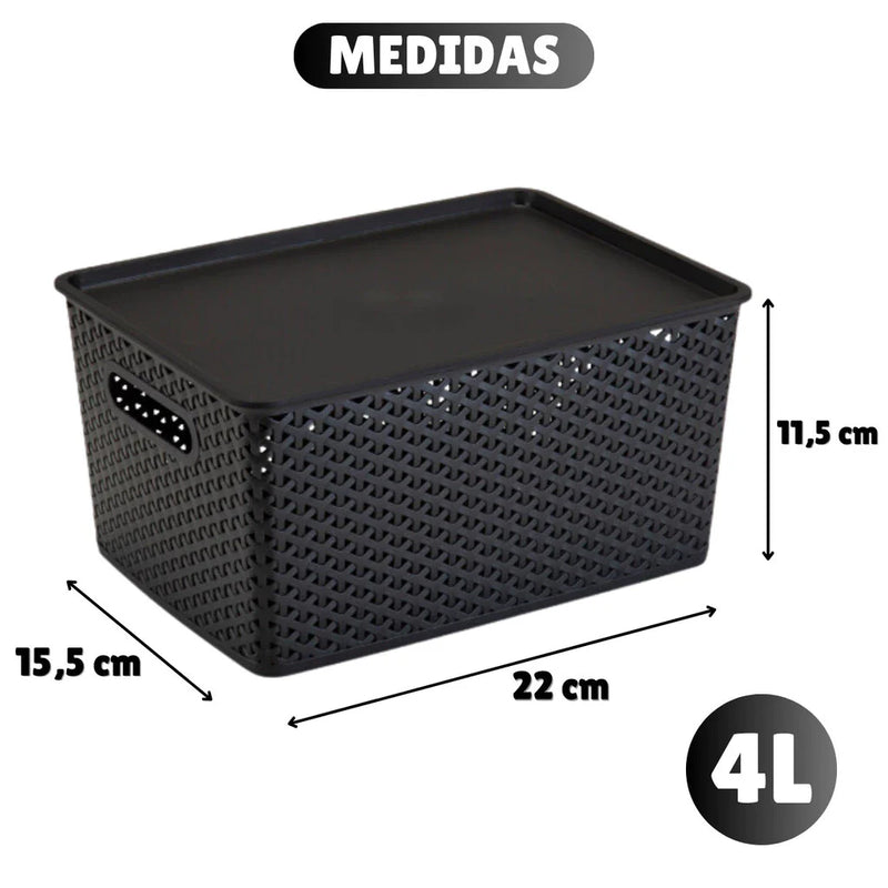 Kit Com 6 - Cesto Caixa Organizadora Rattan